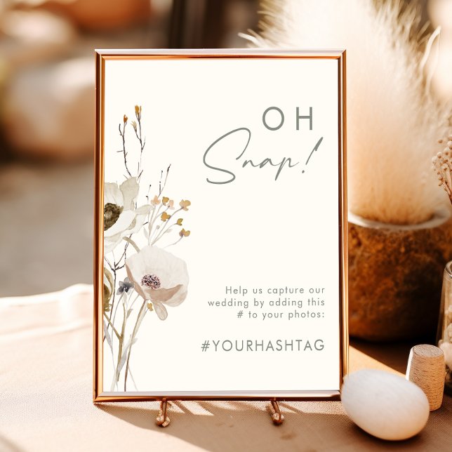 Whimsical Wildflower Ivory Oh Snap Hashtag Poster (Creator Uploaded)