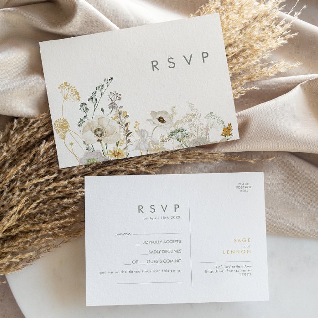 Whimsical Wildflower Ivory Song Request RSVP Card (Creator Uploaded)
