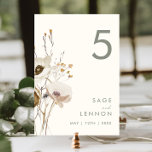 Whimsical Wildflower | Ivory Table Number<br><div class="desc">This Whimsical Wildflower | Ivory table number is perfect for your simple, elegant boho wedding. The minimalist watercolor wildflowers will help bring your vision to life! The design of pretty white and gold flowers, with touches of purple and yellow, is sure to complete your minimal fall floral wedding dream! Keep...</div>