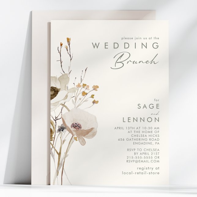 Whimsical Wildflower | Ivory Wedding Brunch Invitation (Creator Uploaded)