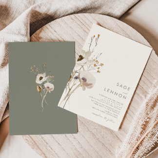 Whimsical Wildflower | Ivory Wedding Invitation