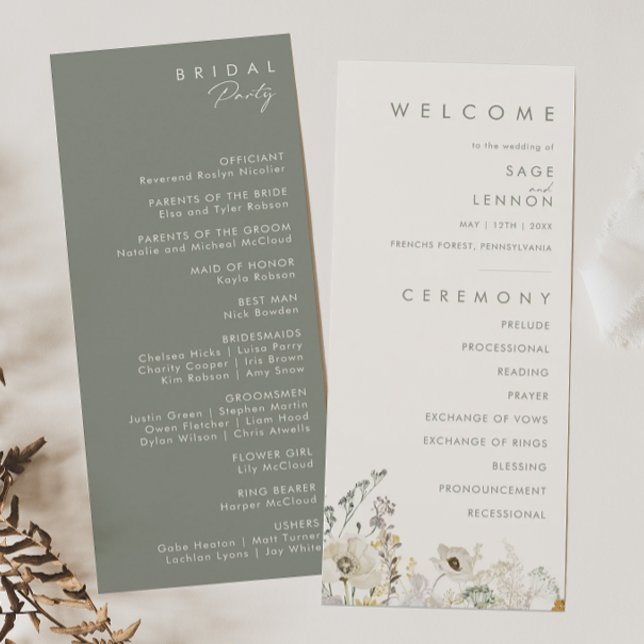 Whimsical Wildflower | Ivory Wedding Program Programme (Creator Uploaded)