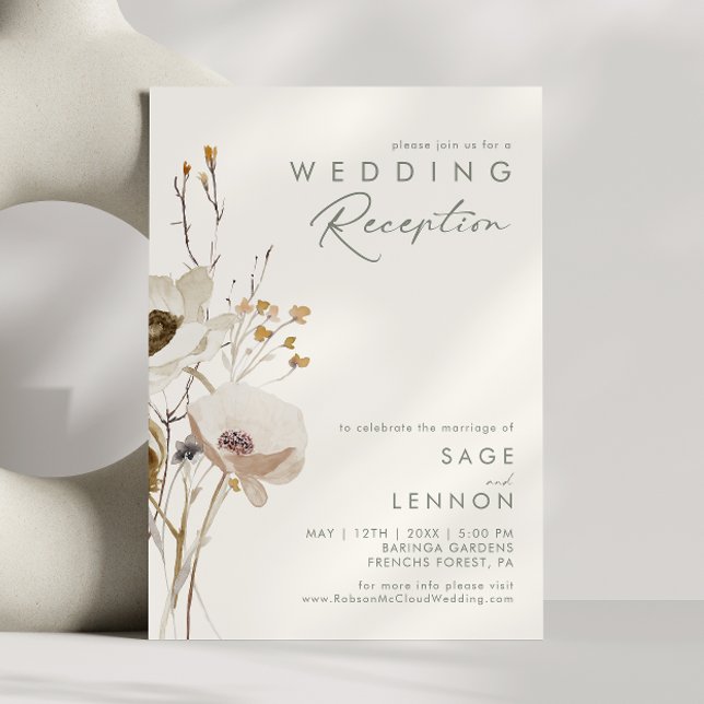 Whimsical Wildflower | Ivory Wedding Reception Invitation (Creator Uploaded)