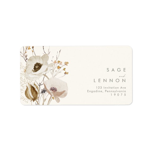 Whimsical Wildflower | Ivory Wedding RSVP Address Label (Front)