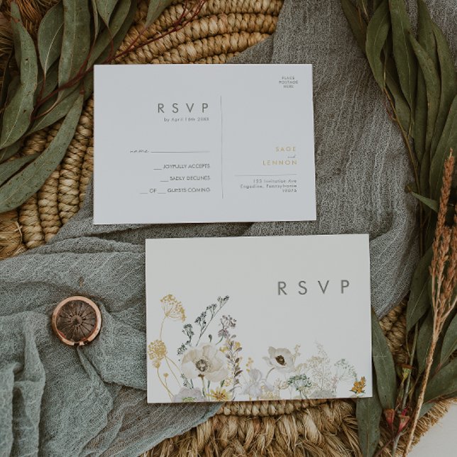 Whimsical Wildflower | Ivory Wedding RSVP Postcard (Creator Uploaded)