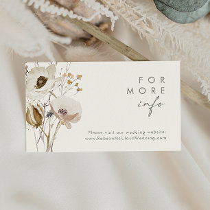 Whimsical Wildflower   Ivory Wedding Website Card