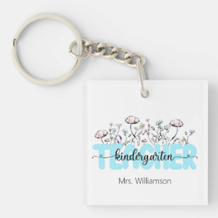 Whimsical Wildflower Kindergarten Teacher Key Ring
