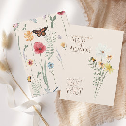 Whimsical Wildflower Maid of Honour Proposal Invitation