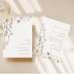 Whimsical Wildflower Meadow All In One Wedding Invitation<br><div class="desc">This Whimsical Wildflower Meadow all in one wedding invitation is perfect for your simple, elegant boho wedding. The modern rustic greenery accompanied by the minimalist watercolor wildflowers will help bring your vision to life! This design of pretty gold flowers, touches of bohemian sage green and purple is sure to complete...</div>