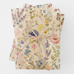 Whimsical Wildflower Meadow Decoupage Wrapping Paper Sheet