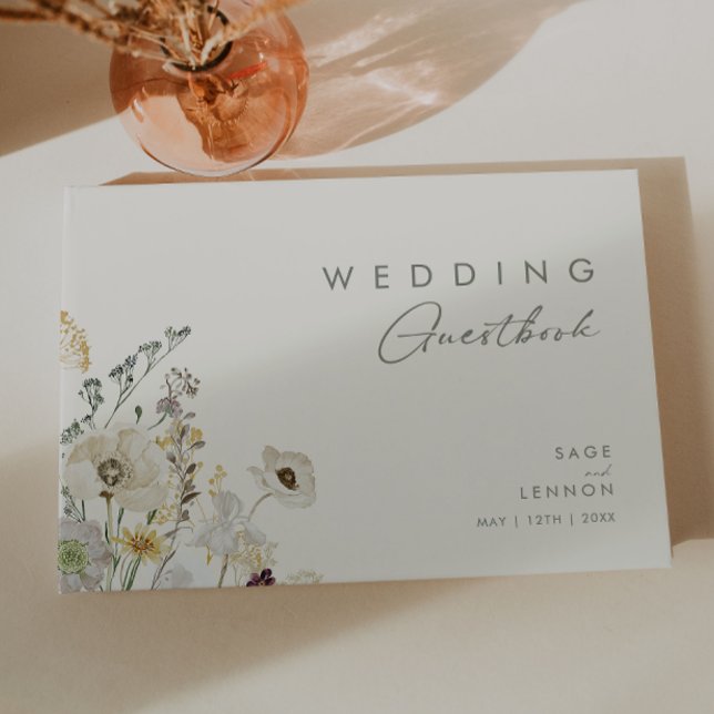 Whimsical Wildflower Meadow | Ivory Wedding Guest Book (Creator Uploaded)