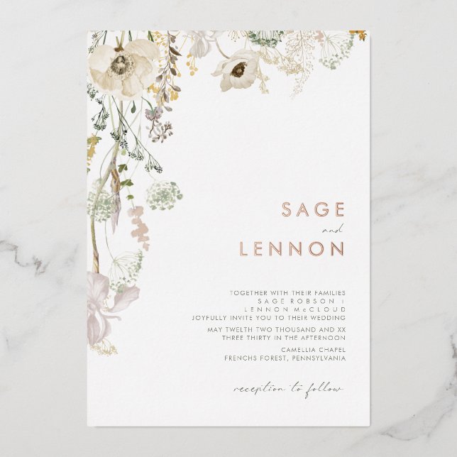 Whimsical Wildflower Meadow | Rose Gold Foil (Front)