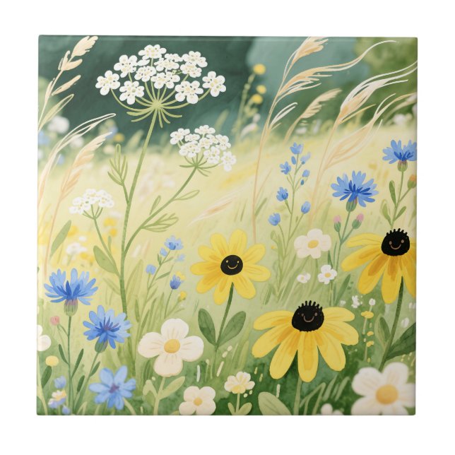 Whimsical Wildflower Meadow  Tile (Front)