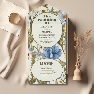 Whimsical Wildflower Meadow Wedding All In One Invitation