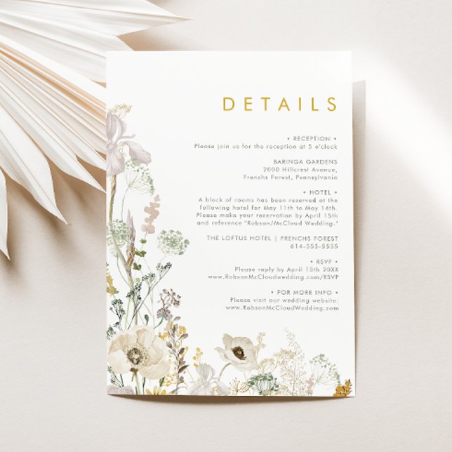 Whimsical Wildflower Meadow Wedding Details Card (Creator Uploaded)