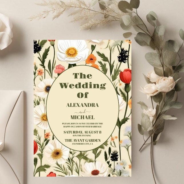 Whimsical Wildflower Meadow Wedding Invitation (Creator Uploaded)
