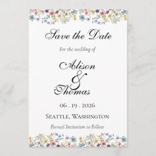 Whimsical Wildflower Meadow Wedding Save The Date
