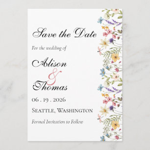 Whimsical Wildflower Meadow Wedding Save The Date