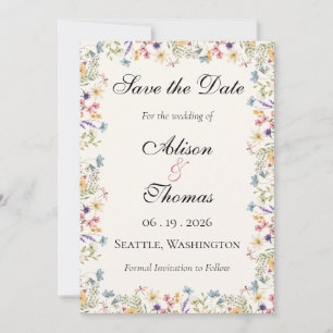 Whimsical Wildflower Meadow Wedding Save The Date