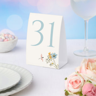 Whimsical Wildflower Meadow Wedding Table Number