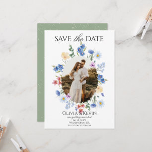 Whimsical Wildflower Oval Photo Save the Date  Invitation