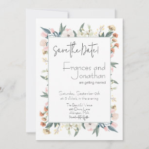 Whimsical Wildflower Pastel Botanical Wedding Save The Date
