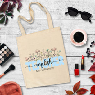 Whimsical Wildflower Personalised English Teacher Tote Bag