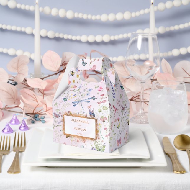Whimsical Wildflower Pink Wedding Favour Box (Wedding)