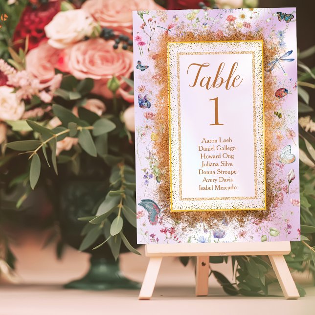  Whimsical Wildflower Pink Wedding Tabletop Sign Table Number (Creator Uploaded)