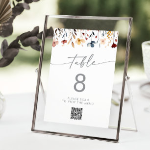 Whimsical Wildflower QR Code Table Numbers