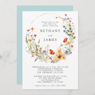 Whimsical Wildflower Rehearsal Dinner Invitation