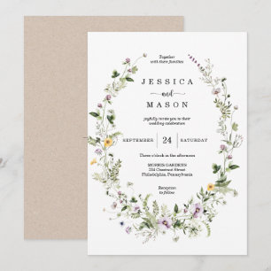 Whimsical Wildflower Rustic Wedding Invitation 