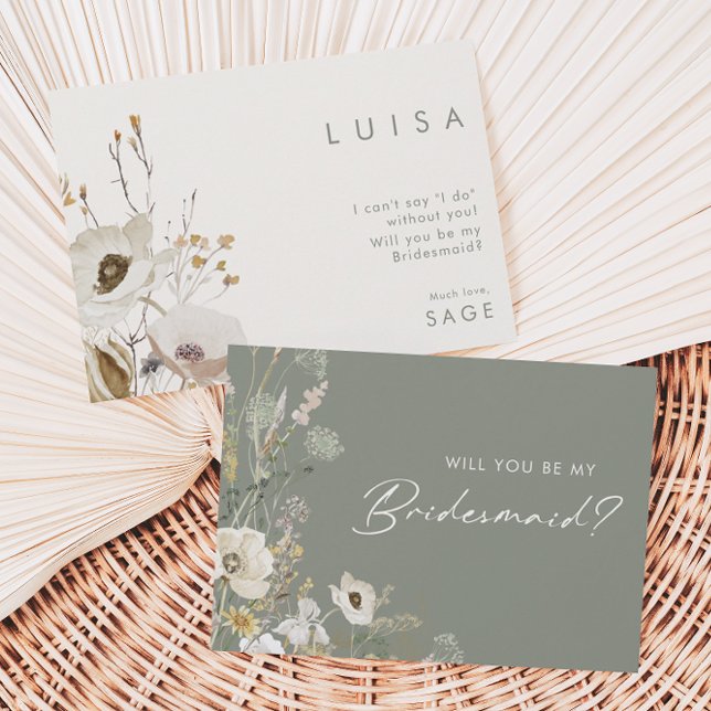 Whimsical Wildflower | Sage Bridesmaid Proposal Invitation (Creator Uploaded)