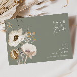 Whimsical Wildflower | Sage Green Horizontal Save The Date<br><div class="desc">This Whimsical Wildflower | Sage Green horizontal save the date is perfect for your simple, elegant boho wedding. The minimalist watercolor wildflowers will help bring your vision to life! The design of pretty white and gold flowers, with touches of purple and yellow, is sure to complete your minimal fall floral...</div>
