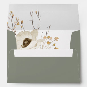 Whimsical Wildflower Sage Green Wedding Invitation Envelope