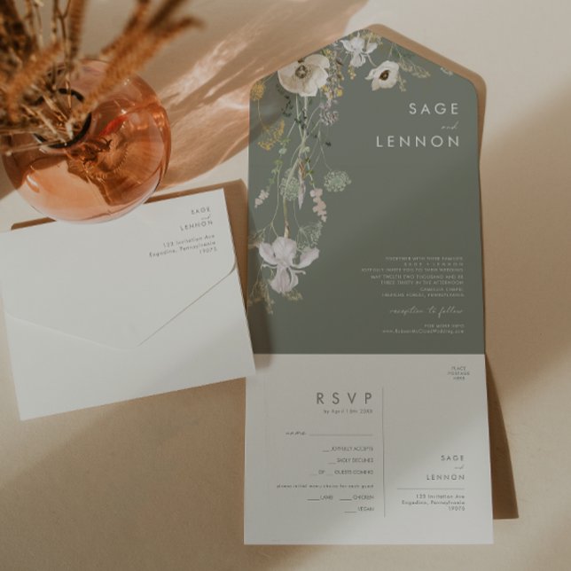 Whimsical Wildflower Sage Meadow Seal And Send All All In One Invitation (Creator Uploaded)