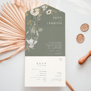 Whimsical Wildflower Sage Meadow Seal And Send All In One Invitation