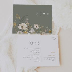 Whimsical Wildflower   Sage Menu Choice RSVP Card