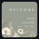 Whimsical Wildflower Sage Wedding Welcome Sticker<br><div class="desc">This Whimsical Wildflower Sage wedding welcome sticker is perfect for your simple, elegant boho wedding. The modern rustic greenery accompanied by the minimalist watercolor wildflowers will help bring your vision to life! This design of pretty gold flowers, touches of bohemian sage green and purple is sure to complete your minimal...</div>