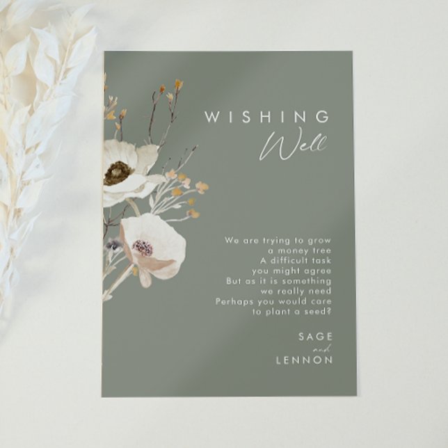 Whimsical Wildflower | Sage Wedding Wishing Well Enclosure Card (Creator Uploaded)