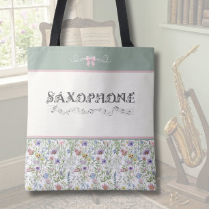 Whimsical Wildflower Saxophone Accessory Tote Bag