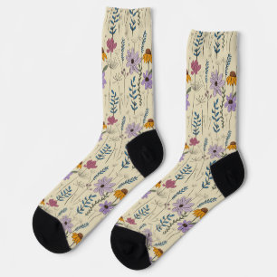 Whimsical Wildflower Seamless Pattern Socks