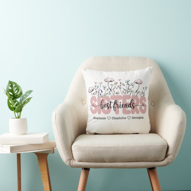 Whimsical Wildflower Sisters Are Best Friends Cushion (Chair)