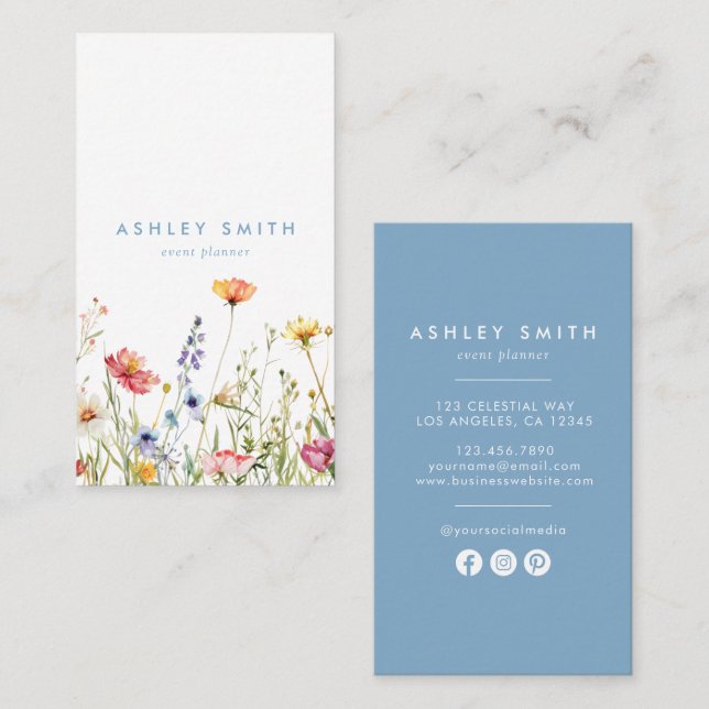 Whimsical Wildflower Social Media Business Card (Front/Back)