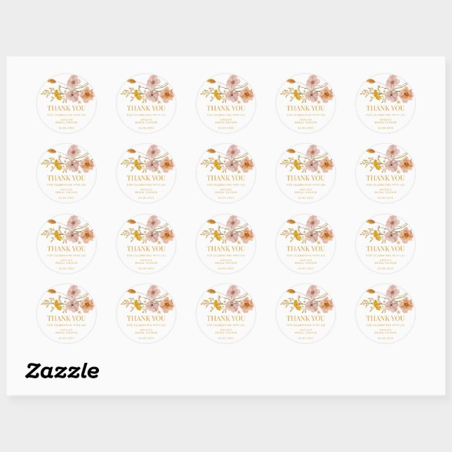 Whimsical Wildflower Thank You Stickers (Sheet)