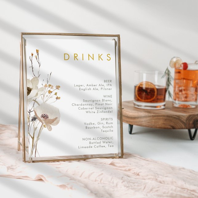 Whimsical Wildflower Wedding Drinks Menu Sign (Creator Uploaded)
