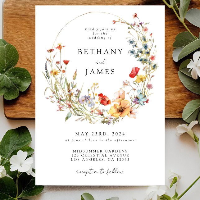 Whimsical Wildflower Wedding Invitation (Creator Uploaded)