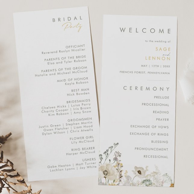 Whimsical Wildflower Wedding Program Programme (Creator Uploaded)