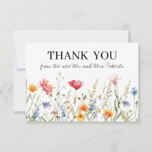 Whimsical Wildflower Wedding Thank You Card