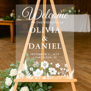 Whimsical Wildflower Welcome Board Acrylic Sign